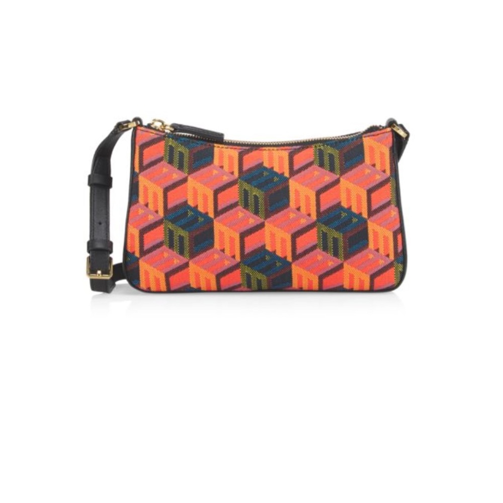 MCM Mini Cubic Logo Jacquard Shoulder Bag